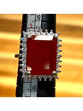 Orange Onyx stone on .925 sterling silver Size 6 statement ring contemporary